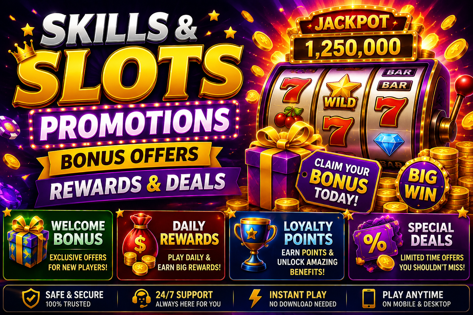 Skills & Slots Promotions: Bonus Offers, Rewards & Deals